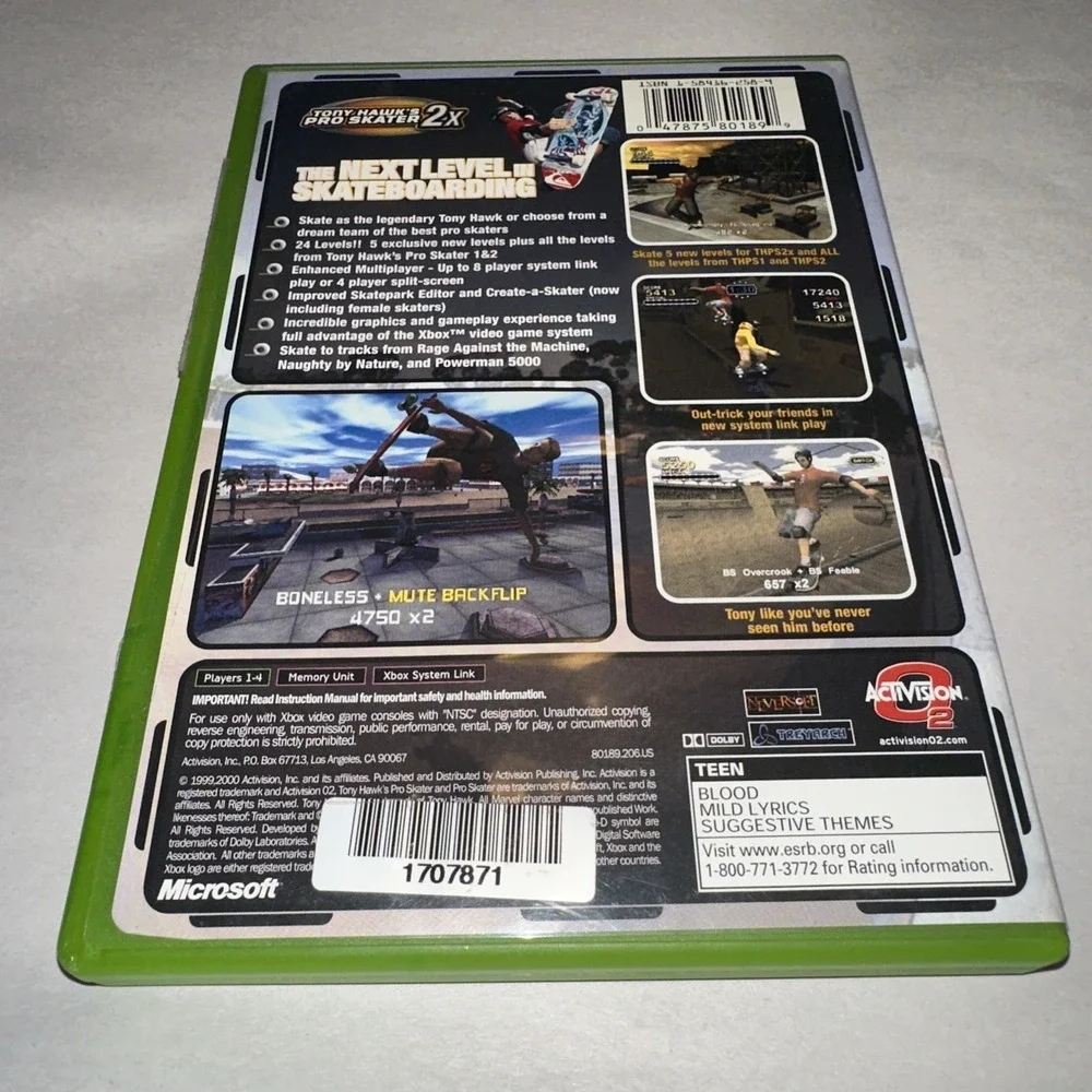 Tony Hawk's Pro Skater 2X (Microsoft Xbox, 2001) Complete CIB Manual + Reg Card